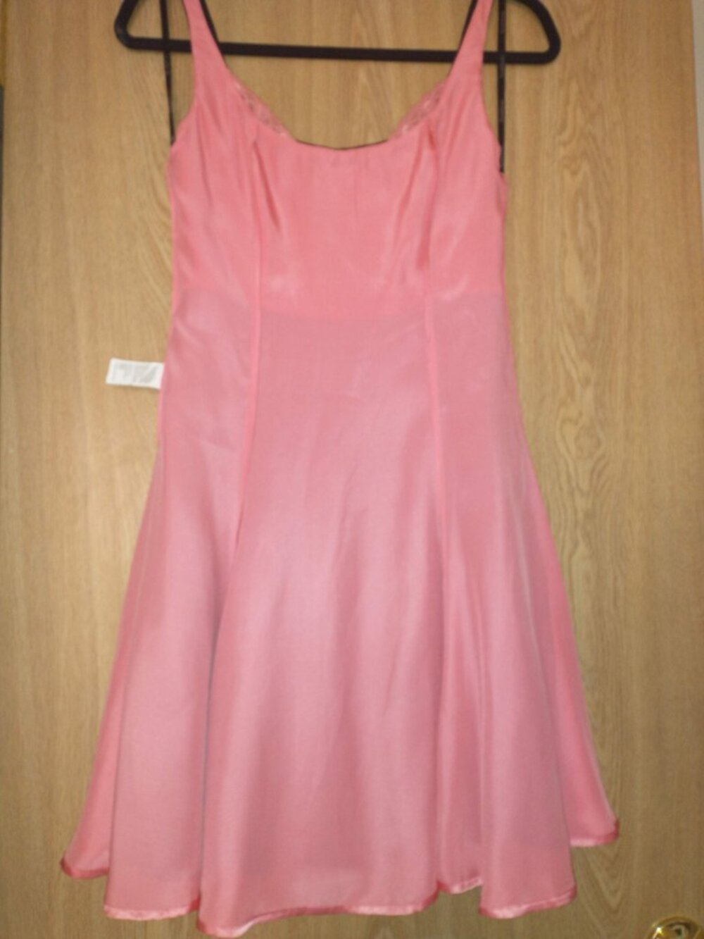 Rare Y2K Vtg Bebe Openwork Lattice Dress Pink Silk Lining Black Sexy Fit & Flare - Picture 8 of 16